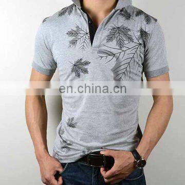 gray short sleeve custom print polo shirt designs