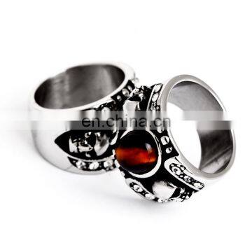 Fashion Onyx Stone Men Silver Titanium Ring photo-3