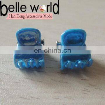 Simple Blue Colors Small Plastic Hair Claw Clips For Girls Kids Mini Jewelry