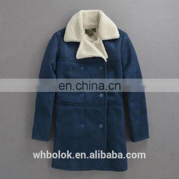 Custom mens suede coat lambswool lining warm winter windbreaker long coat