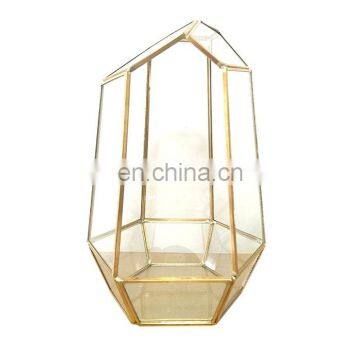 gold terrarium geometric glass terrarium wholesale for decoration