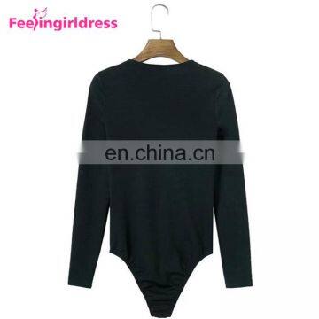 Latest Design Big Stock Dark Red Knitting Bodysuit Long Sleeves Women Sexy Jumpsuits Rompers photo-4