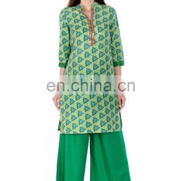 Cotton printed knee length woman kurti india