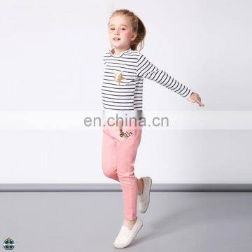 T-GP008 European Style Fashion Chino Embroidered Twill Girls Pants