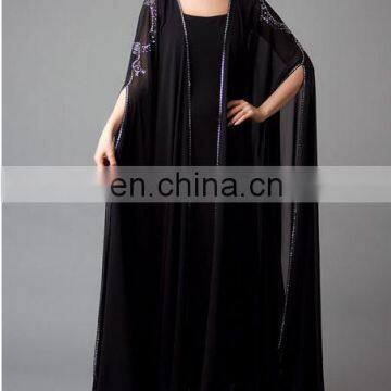 high quality fashion jersey abaya,muslim dress wear -Coat style cheap multi colored jersey abaya design 2014