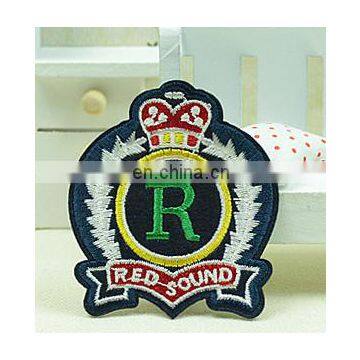 Stick-on custom crown patch embroidery patch no MOQ , crown patch in stock iron on, sewing for cloth