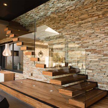 Indoor Hidden Keel Floating Stair With Tempered Glass Railing photo-5