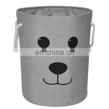 grey cute animal printed washing laundry bakset canvas cotton double large storage basket eco clothes storage basket laundry