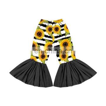 Girls Ruffle Leggings Sunflower Print Bell Bottoms Flare Pants