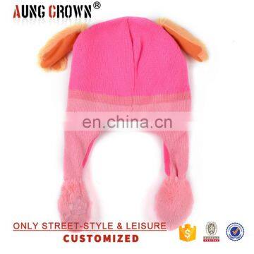 Clapping Earflap Animal Clap Hats,inside Polar Fleece Hand Made Knitted Kids Winter Cap photo-3