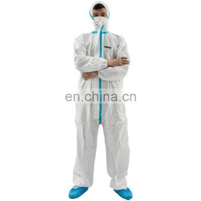 Disposable protective work wear chemical resistant and anti-static coverall with taped seams