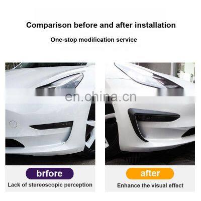 ABS Carbon Fiber Front Fog Light Trim Covers for Tesla Model 3 Frame Eyebrow Stickers Car Accessories 2021 photo-2
