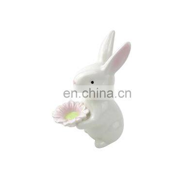 New Factory Custom white ceramic easter bunny rabbit for home decoration