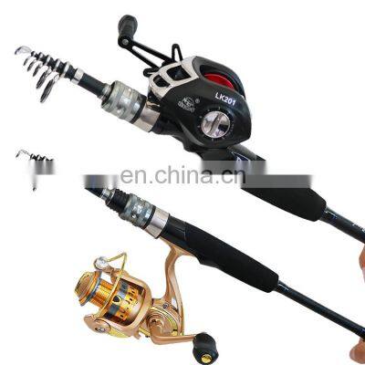 Weihai factory price Carbon Fiber Telescopic Casting Travel sea Fishing Lure  Rod  fishing rod with reel complete set