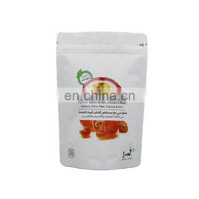 Stock zip lock recyclable doypack powder packaging aluminum foil pouch for dry fruit coffee cookie