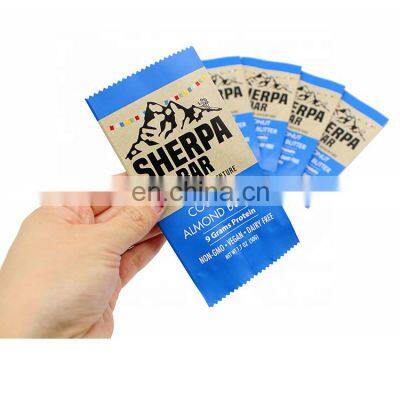 Food Grade Aluminium Foil Cereal Bars Packaging Back Side Sealed Protein Bar Wrapper Packaging Bag