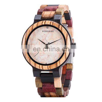 Wholesale Cheap BOBO BIRD Beautiful Colorful Multiple Japan Quartz Movement Wood Watch for Men