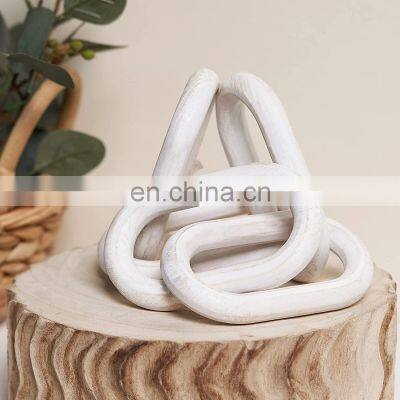 Decoration Wood Chain Link Home Decor Farmhouse 5-Link Chain Decorative Hand-Carved Wood Crafts Ornaments