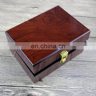 Custom wooden watch storage box interior PU leather flip watch display box