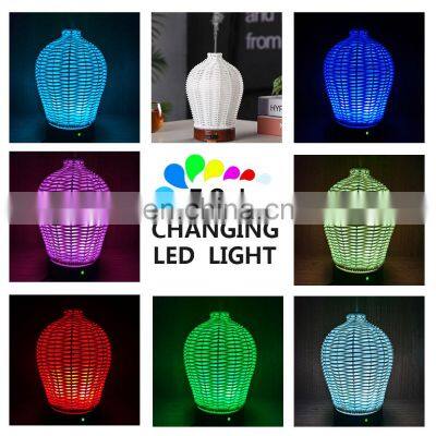 Ultrasonic Humidifier Aromatherapy Diffuser With Cool Mist Colour Changing Led Lights Wicker Aroma Diffuser Waterless Auto Off photo-4
