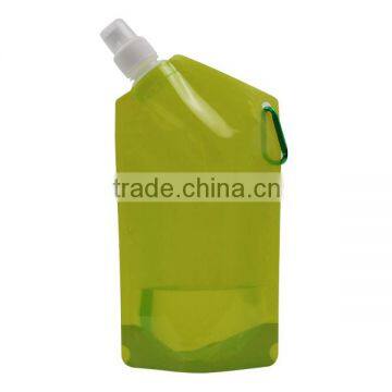 Customized colourful sport foldable water bottles with carabin