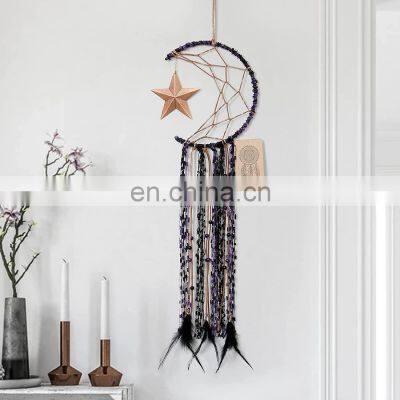 Pendant Star Feather Wind Chimes Home Decoration Macrame Wall Decor Handmade Dream Catcher