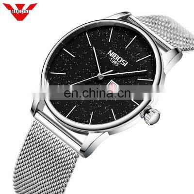Quartz Watch Watches Stone Stainless Steel Original Quartz Fashion Japan Hot Sell Superior Slim 2020 Men Watches NIBOSI Round