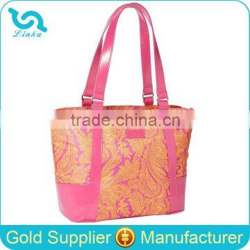 Fashion Floral Print PU Leather With Aluminum Foil Lunch Bags, Lunch Bag For Adults