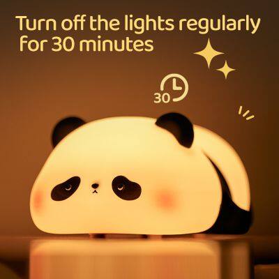 Custom Baby Bedroom Lamps Cartoon Panda Night Light Lamp Soft Silicone Cute Children Sleep Light Kids Night Light photo-6