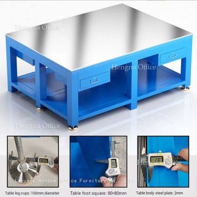 Laboratory Metal Work Bench Robust Steel Structure Table With Storage Cabinet