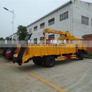 10 ton Dongfeng 4x2 flatbed cargo lorry truck with crane