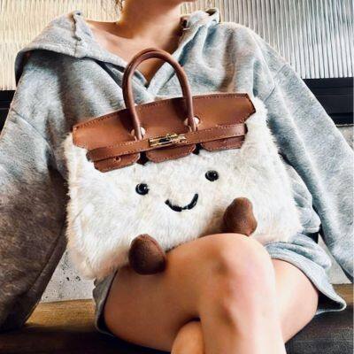 New Niche Design Jlly Cat Doll Bag Knock Cute Plush Platinum Bag Bk Elf Handbag photo-4