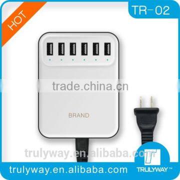 Trulyway 5V/8A 40W 6-USB Port family-sized desktop USB charger for most tablet, smart phone etc