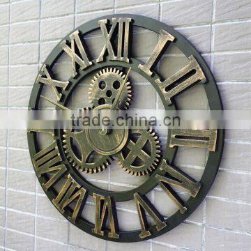 Handmade Oversized 3d Retro Rustic Decorative Luxury Art Big Gear Wooden Vintage Large Wall Clock on the Wall for Gift                        
                                                                Most Popular