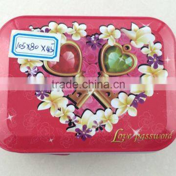 pretty metal tin box ,gift boxes tin for gift with hand