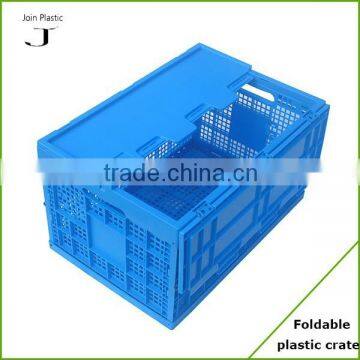 Lid attached collapsible storage plastic crate