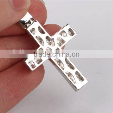Large Hip Hop 925 Sterling Silver Handmade Cross Pendant Jewelry Wholesale photo-4