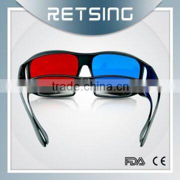 Big frame 3d red blue glasses fit for shortsighted people