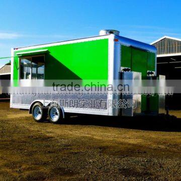 Green Biaxial Food TruckMobile Kitchen Tail Gate Food Vending Concession Trailer photo-4