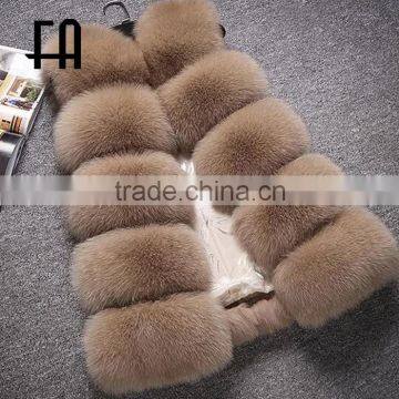 Factory direct fashion lady's long fox fur waistcoat