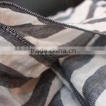 High quality fashionable voile polyester stripe longscarf silk scarf malaysia