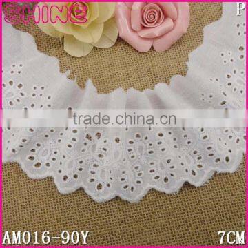 2.75" Welcome Customize Cotton Lace,7cm Bleach White DIY Fashion T/C Lace with Flower Pattern Applique for Sock Accessories