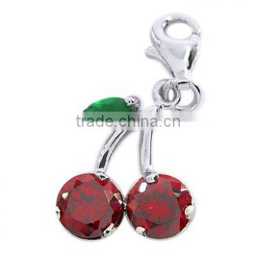 Vnistar wholesale cheap friut cherry charm with lobster clasp enamel cute pendant women fashion jewelry accessory TC-018