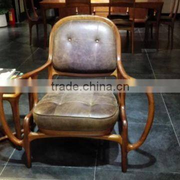 High quality new design arm chair wooden chair with leather