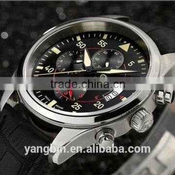 Multi-chronograph 30ATM Genuine Leather Fashion Mechanical Watch for Men