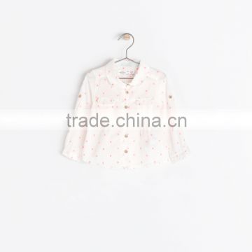 Baby girls cotton printed roll-up sleeve beautiful blouse