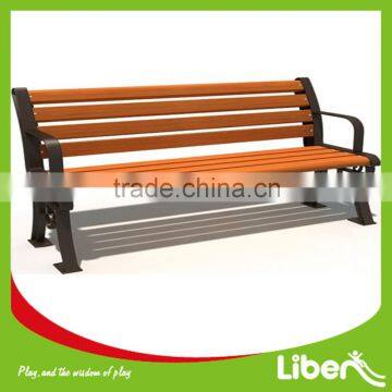 8 Slats Outdoor Public Wooden Park Bench with Cast Iron Leg