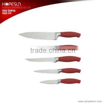 Superior knifes set kitchen with red coating handle