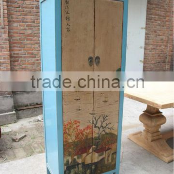 wooden wardrobe, two door with printing high cabinet