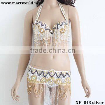 silver beaded and sequined carnival costume (XF-043)